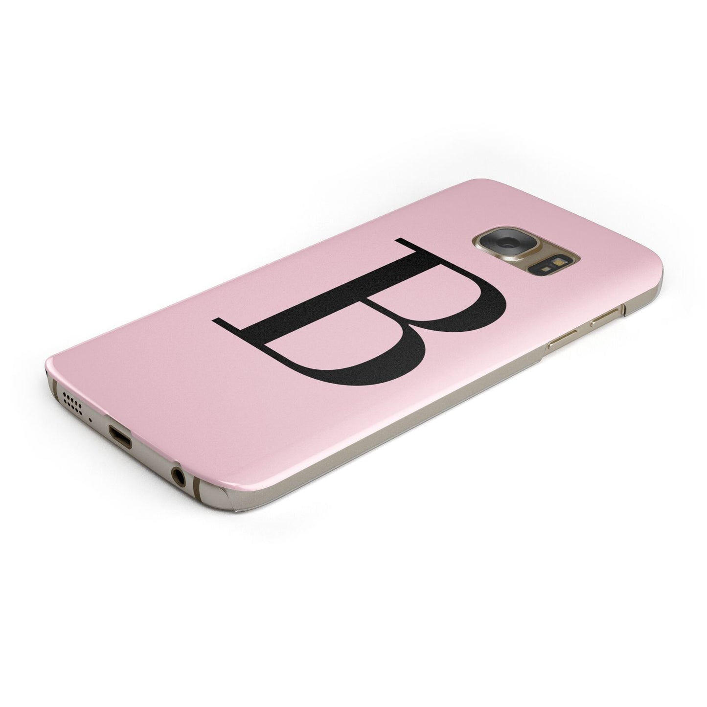 Personalised Pink Black Initial Protective Samsung Galaxy Case Angled Image