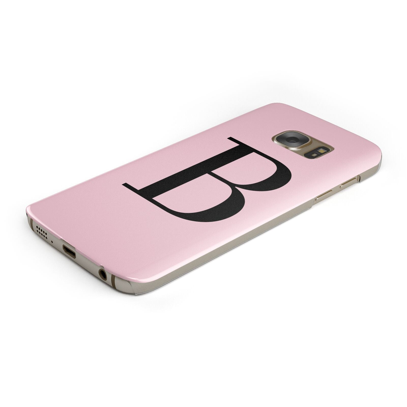 Personalised Pink Black Initial Protective Samsung Galaxy Case Angled Image