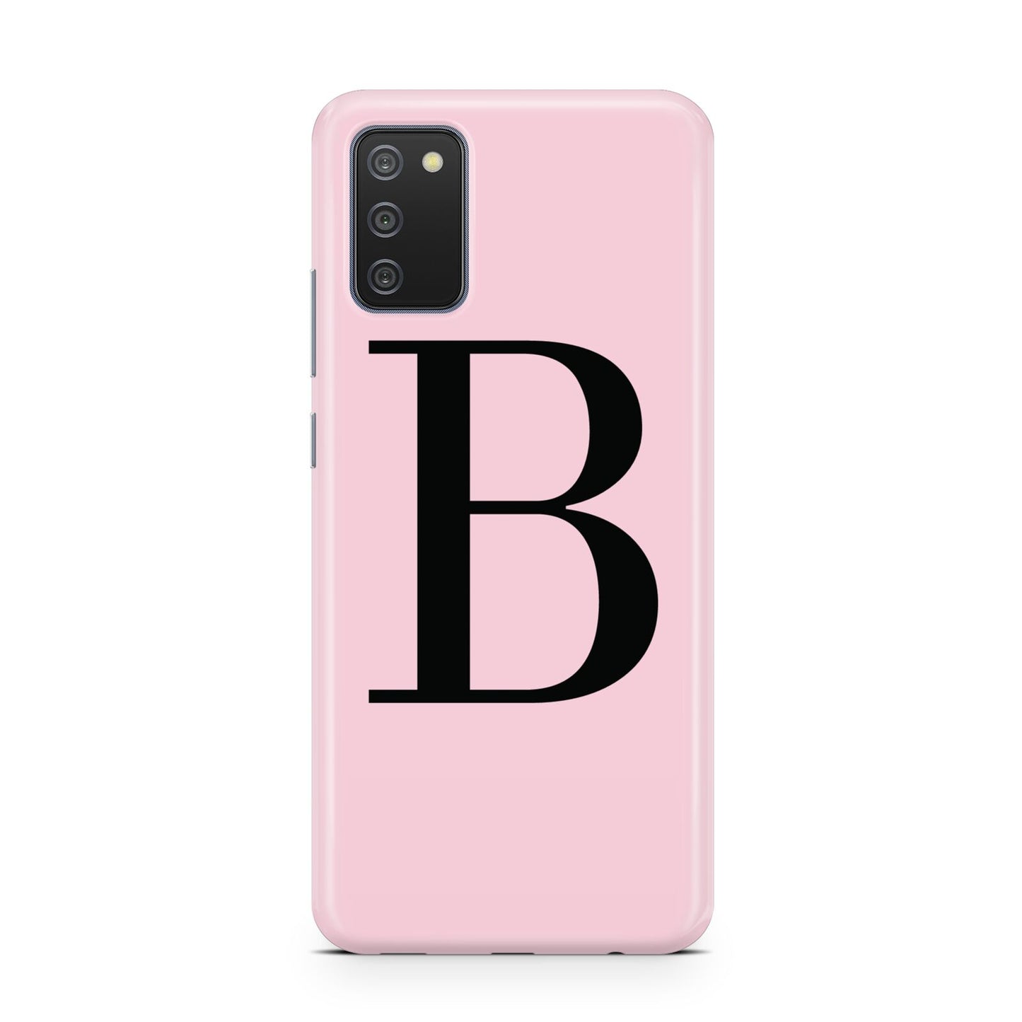 Personalised Pink Black Initial Samsung A02s Case