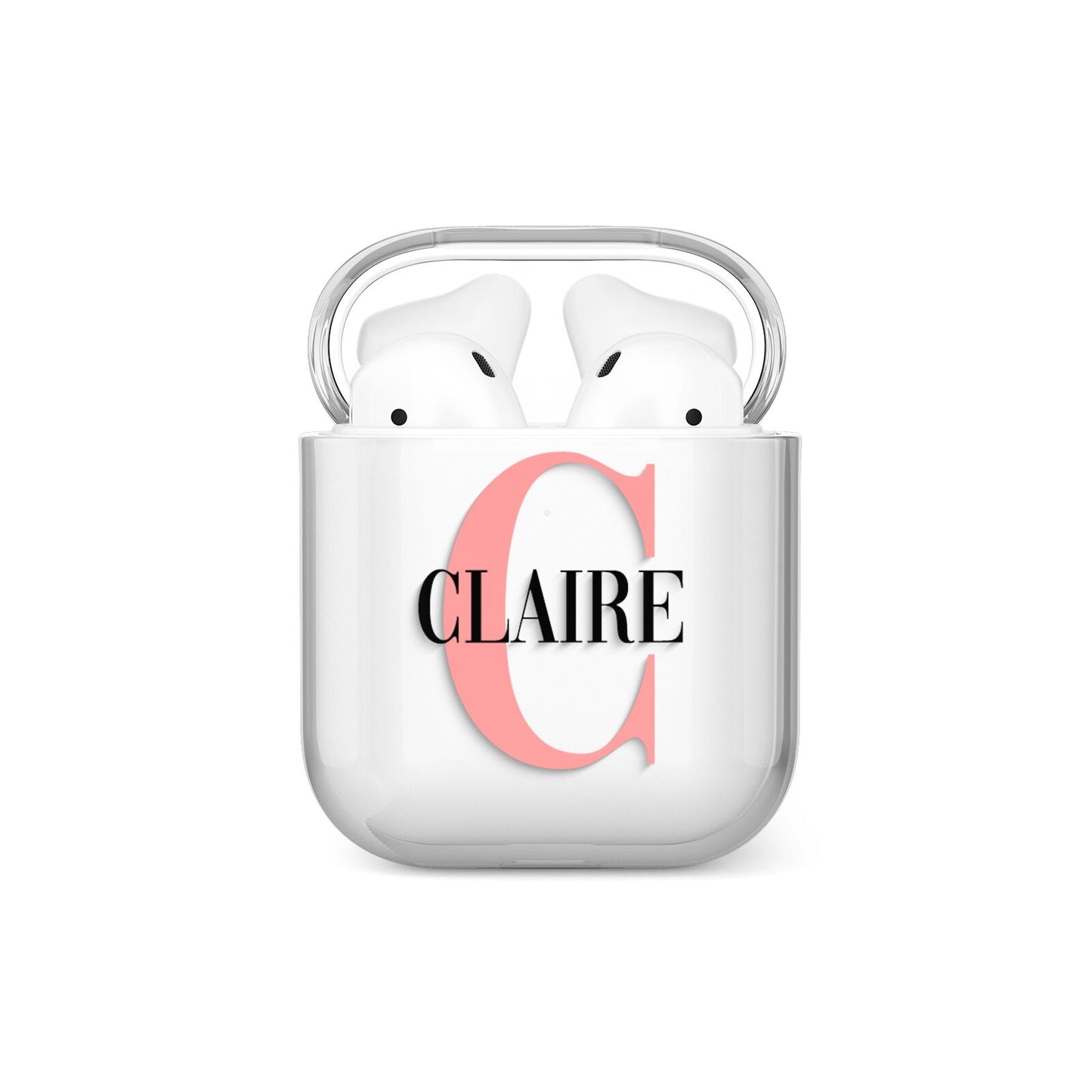 Personalised Pink Black Name AirPods Case