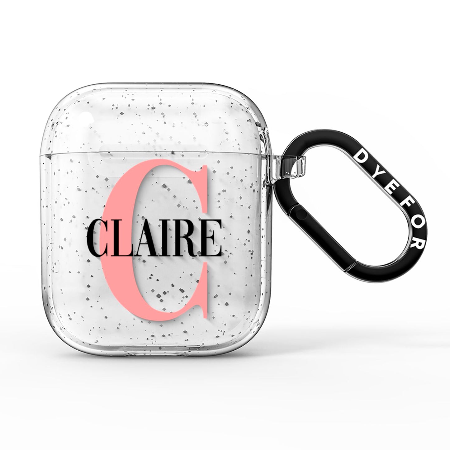 Personalised Pink Black Name AirPods Glitter Case