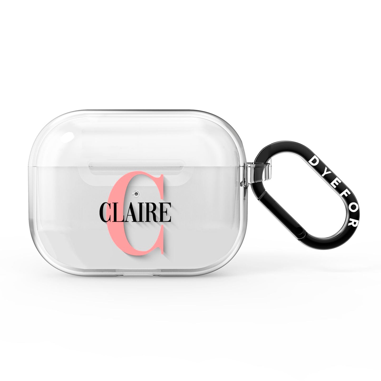 Personalised Pink Black Name AirPods Pro Clear Case