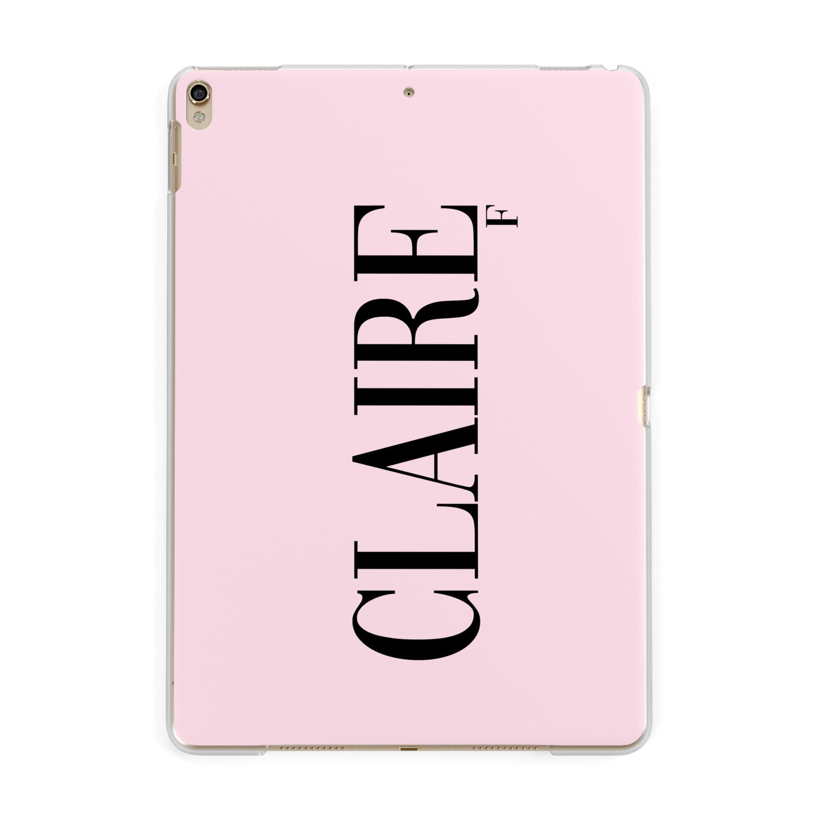 Personalised Pink Black Name Apple iPad Gold Case