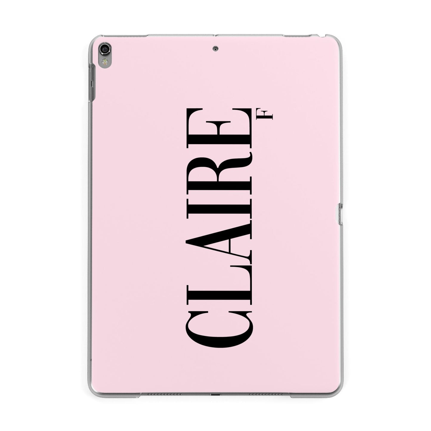 Personalised Pink Black Name Apple iPad Grey Case