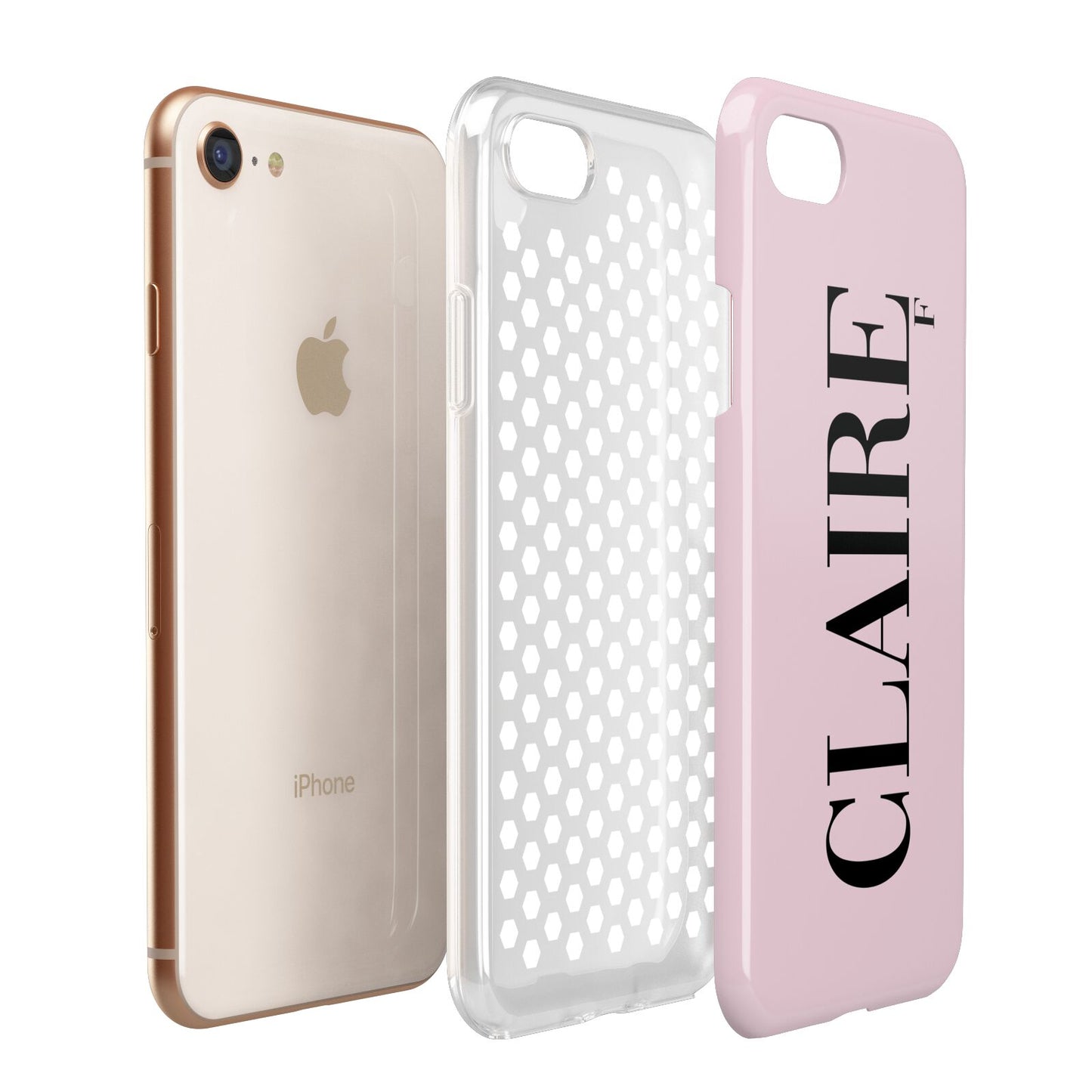 Personalised Pink Black Name Apple iPhone 7 8 3D Tough Case Expanded View