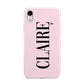 Personalised Pink Black Name Apple iPhone XR White 3D Tough Case