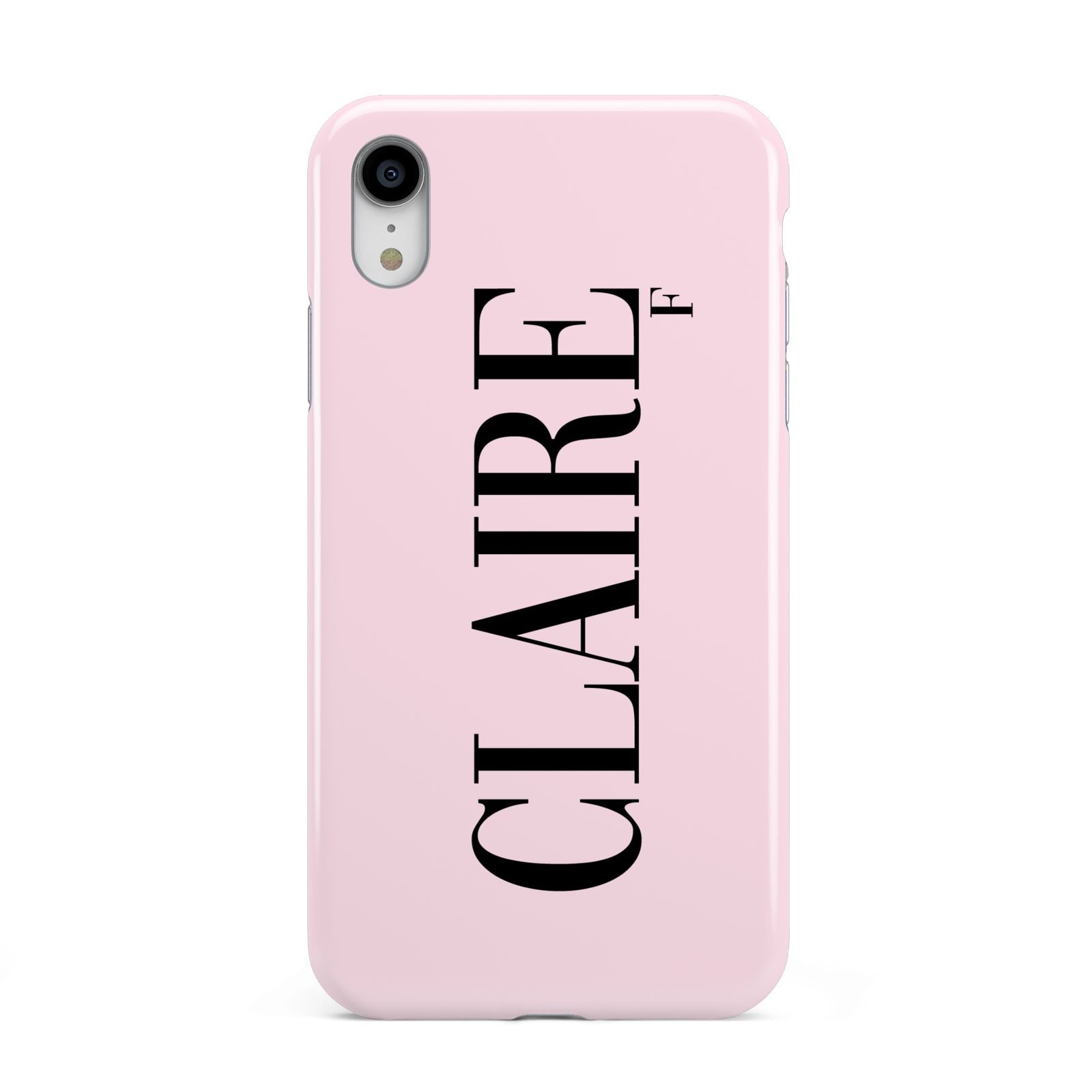 Personalised Pink Black Name Apple iPhone XR White 3D Tough Case