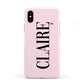 Personalised Pink Black Name Apple iPhone XS 3D Tough