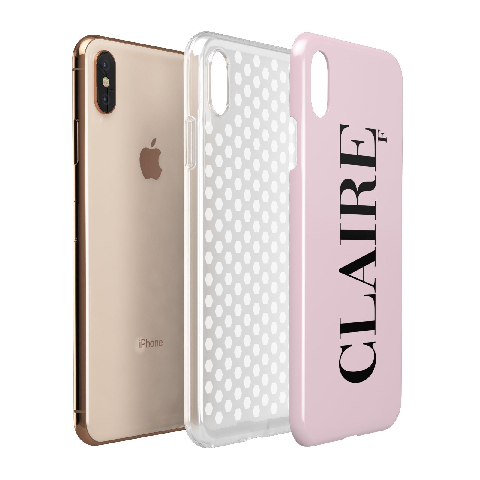 Personalised Pink Black Name Apple iPhone Xs Max 3D Tough Case Expanded View