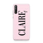 Personalised Pink Black Name Huawei Enjoy 10s Phone Case
