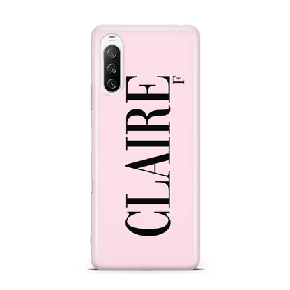 Personalised Pink Black Name Sony Xperia 10 III Case