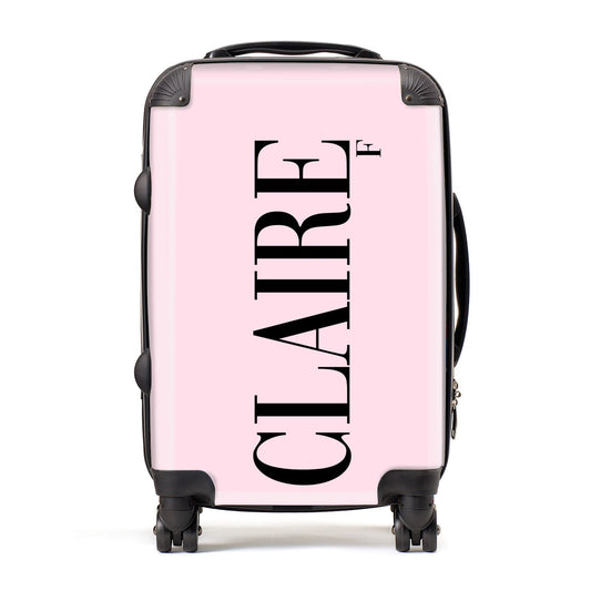 Personalised Pink Black Name Suitcase