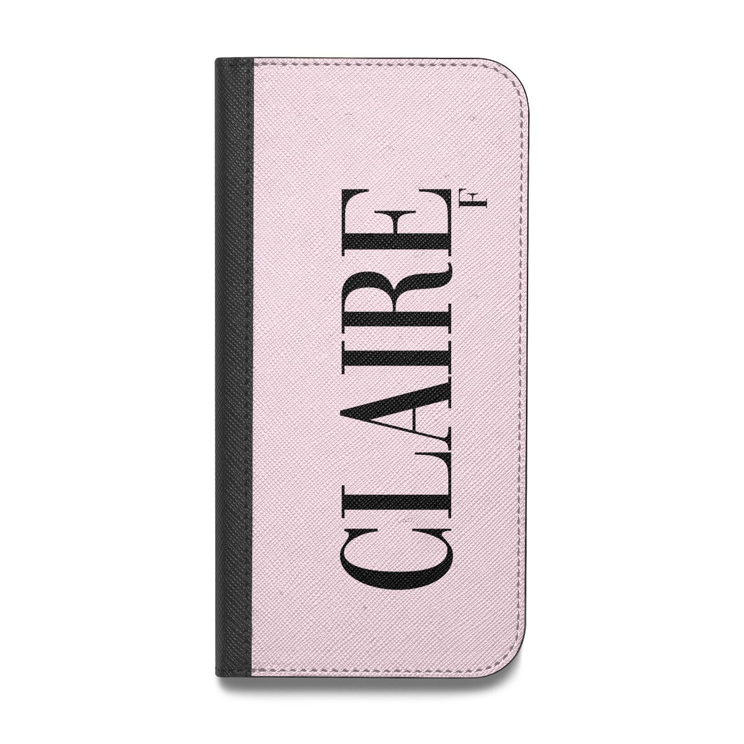 Personalised Pink Black Name Vegan Leather Flip Samsung Case