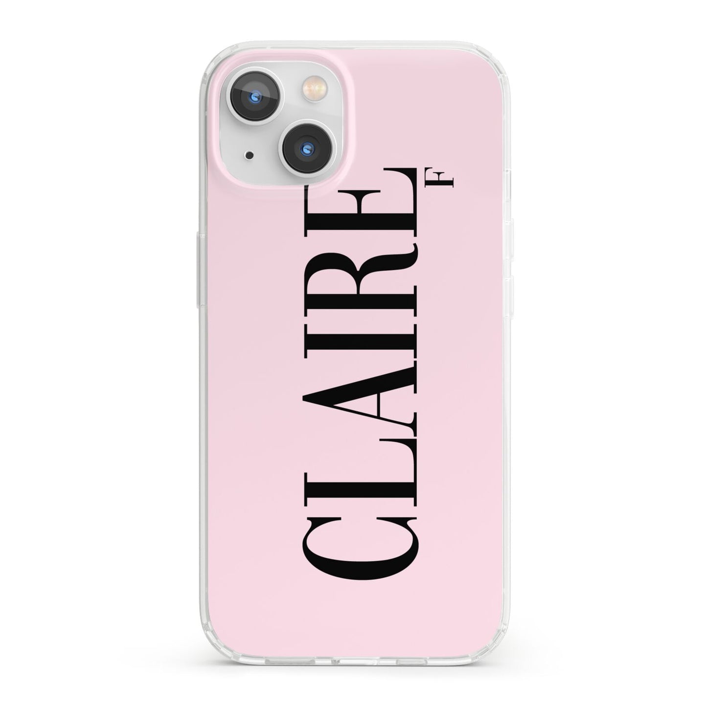 Personalised Pink Black Name iPhone 13 Clear Bumper Case
