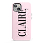 Personalised Pink Black Name iPhone 13 Full Wrap 3D Tough Case
