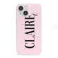 Personalised Pink Black Name iPhone 13 Mini Clear Bumper Case