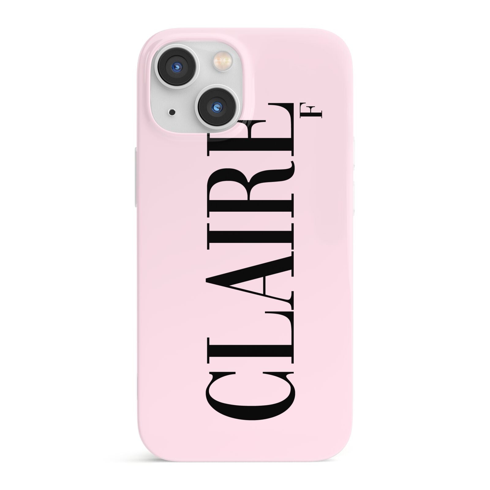 Personalised Pink Black Name iPhone 13 Mini Full Wrap 3D Snap Case