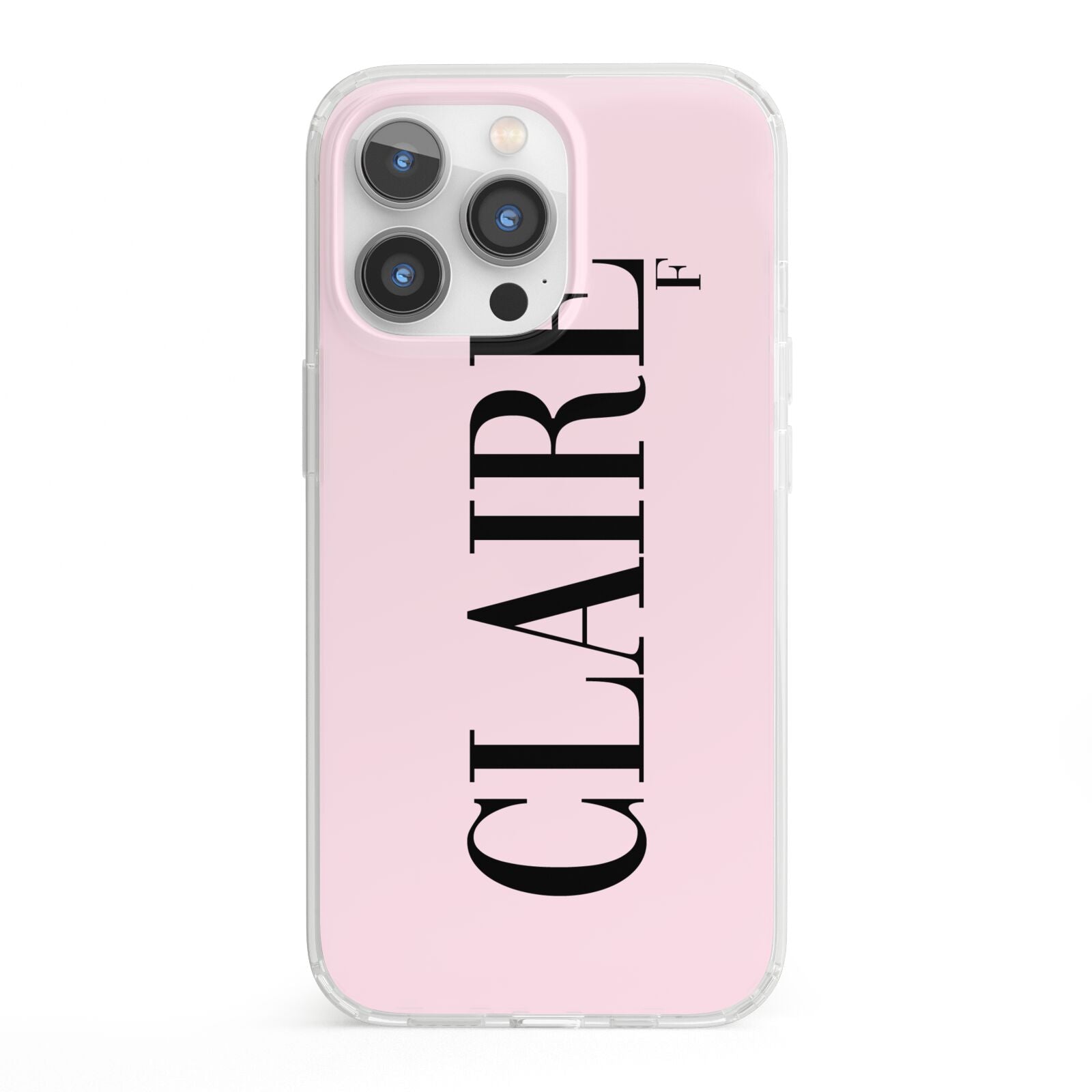 Personalised Pink Black Name iPhone 13 Pro Clear Bumper Case