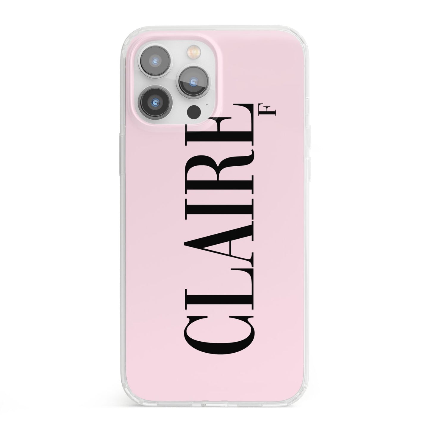 Personalised Pink Black Name iPhone 13 Pro Max Clear Bumper Case