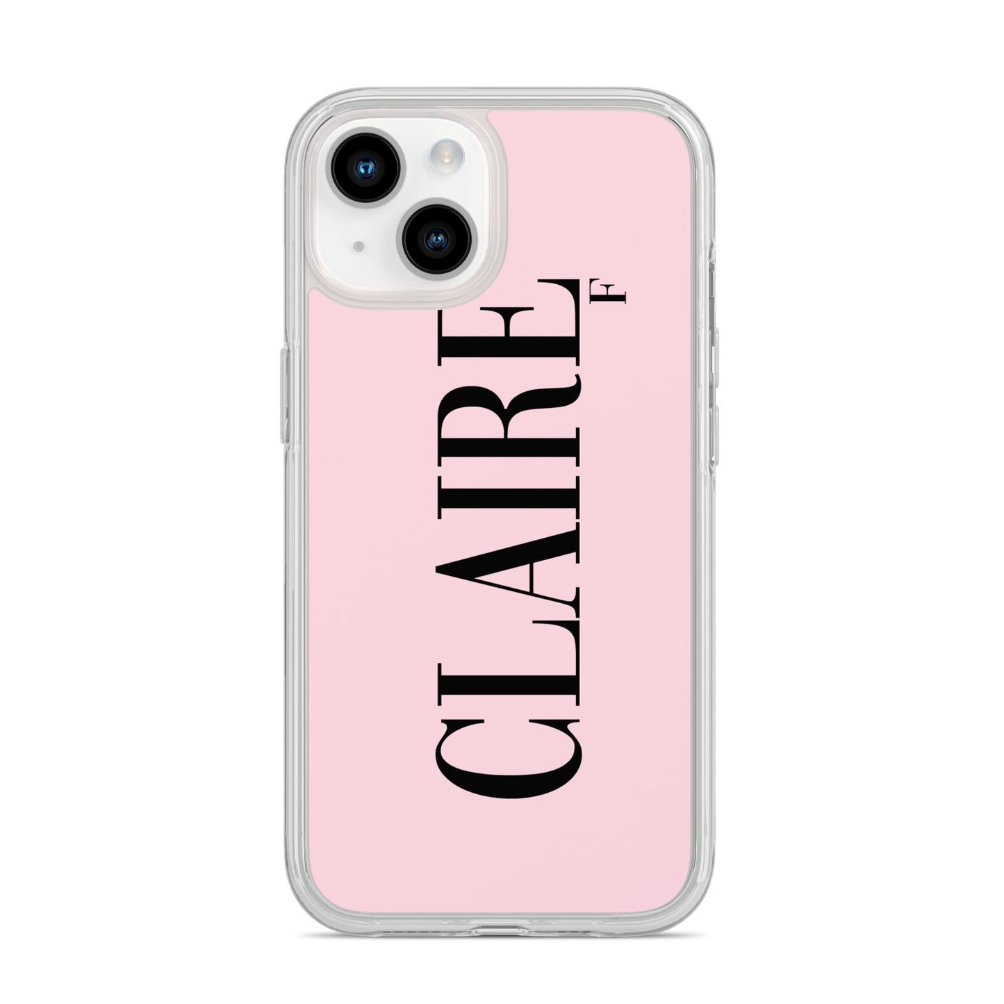 Personalised Pink Black Name iPhone 14 Clear Tough Case Starlight