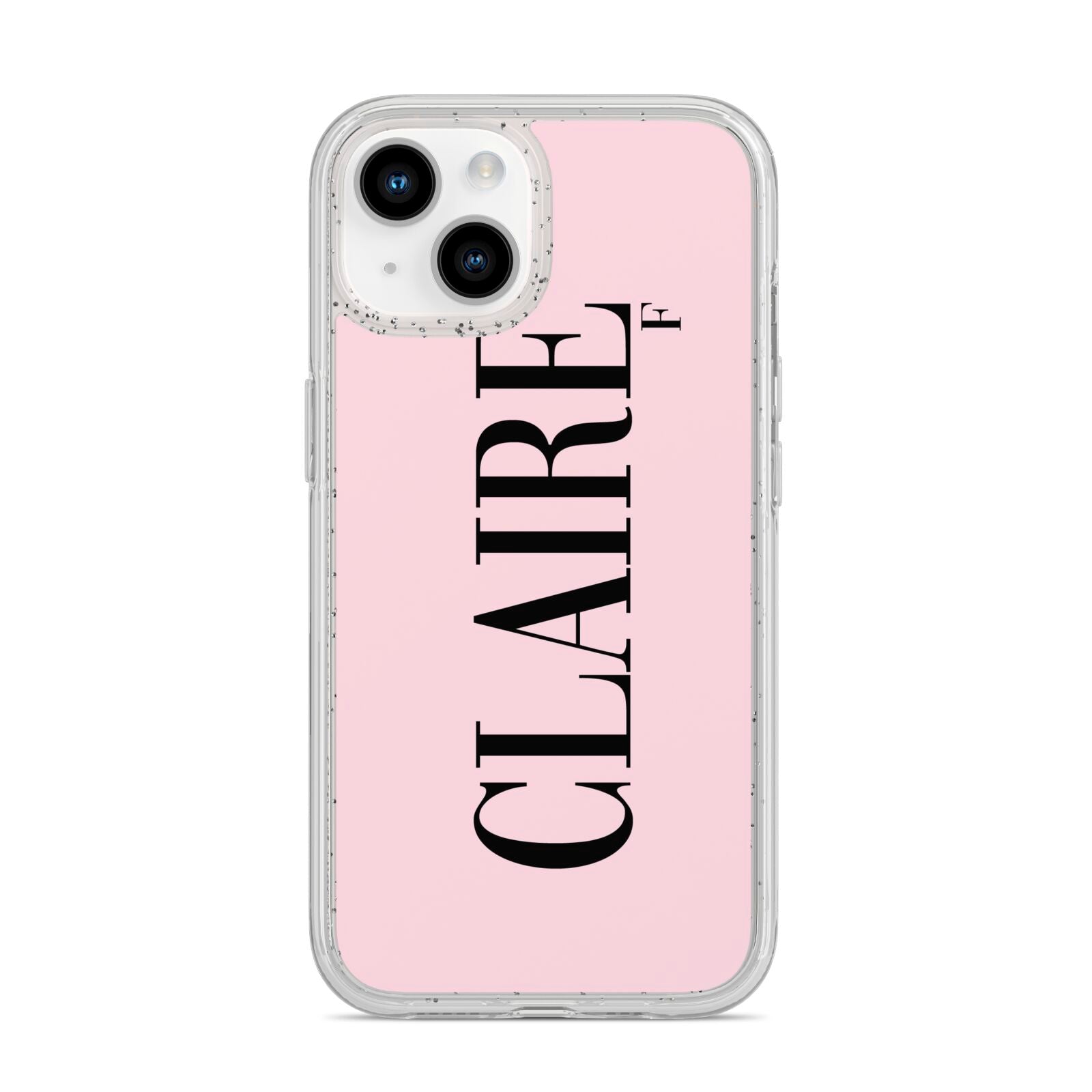 Personalised Pink Black Name iPhone 14 Glitter Tough Case Starlight