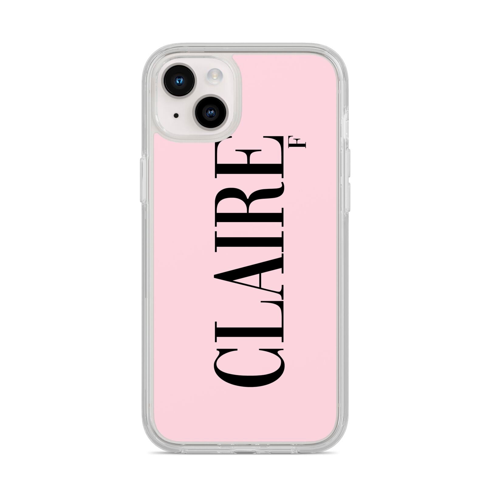 Personalised Pink Black Name iPhone 14 Plus Clear Tough Case Starlight