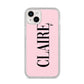 Personalised Pink Black Name iPhone 14 Plus Glitter Tough Case Starlight