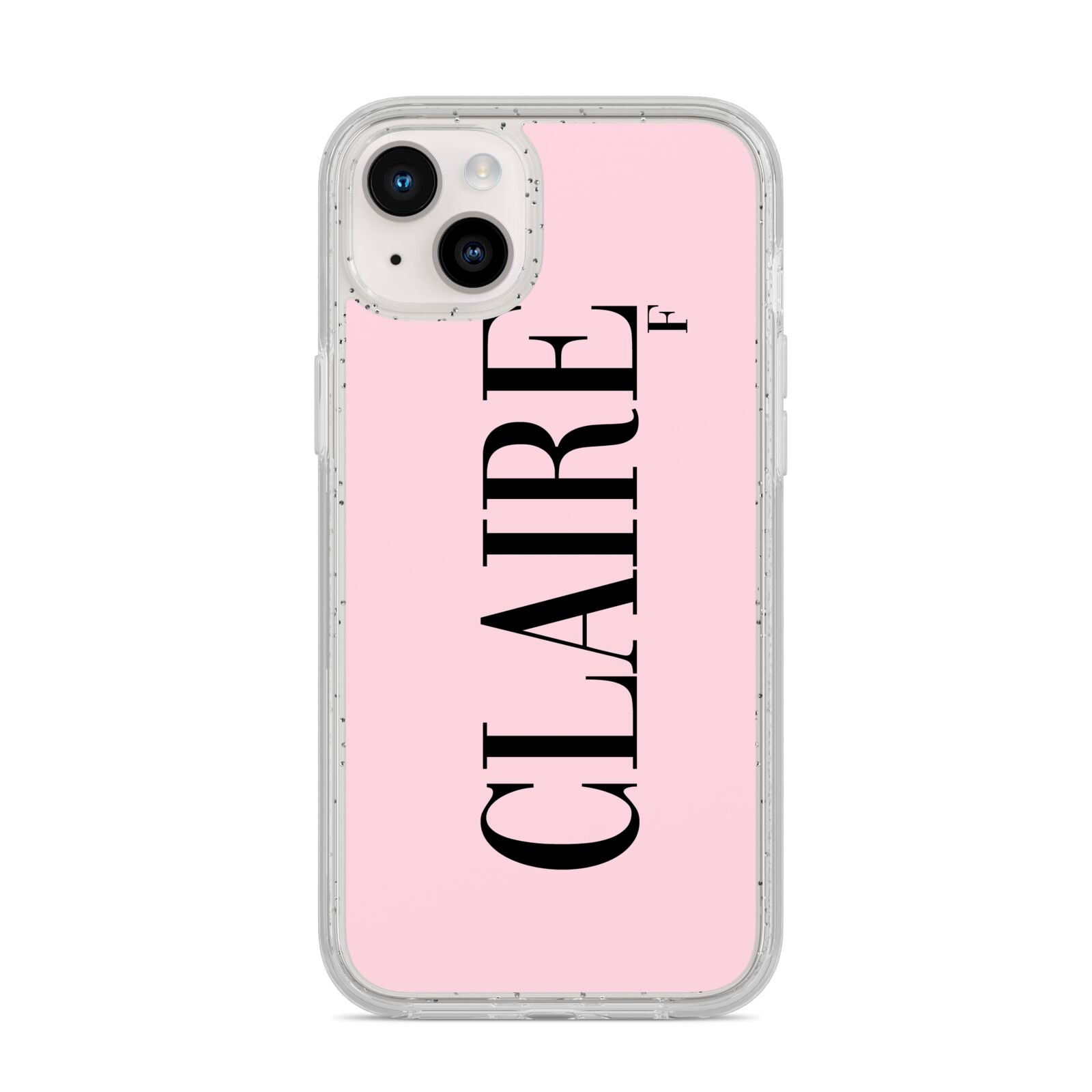 Personalised Pink Black Name iPhone 14 Plus Glitter Tough Case Starlight