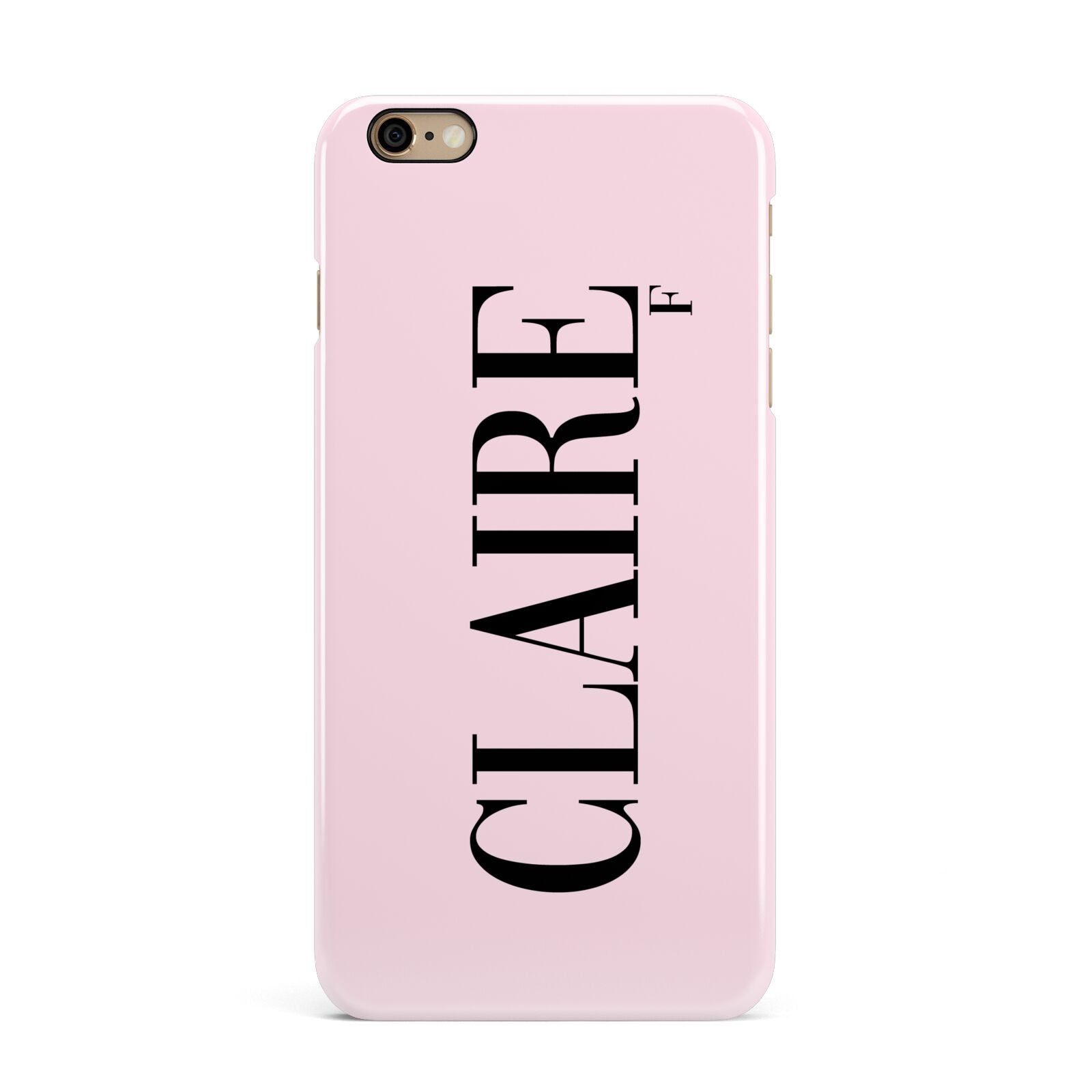 Personalised Pink Black Name iPhone 6 Plus 3D Snap Case on Gold Phone