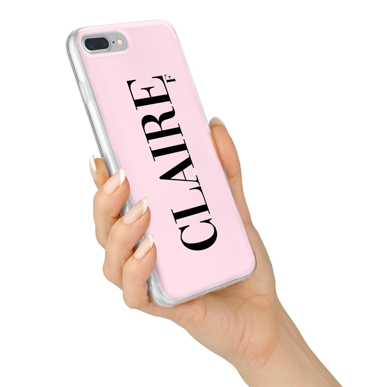 Personalised Pink Black Name iPhone 7 Plus Bumper Case on Silver iPhone Alternative Image