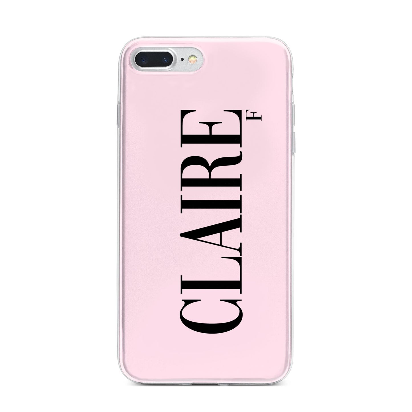 Personalised Pink Black Name iPhone 7 Plus Bumper Case on Silver iPhone