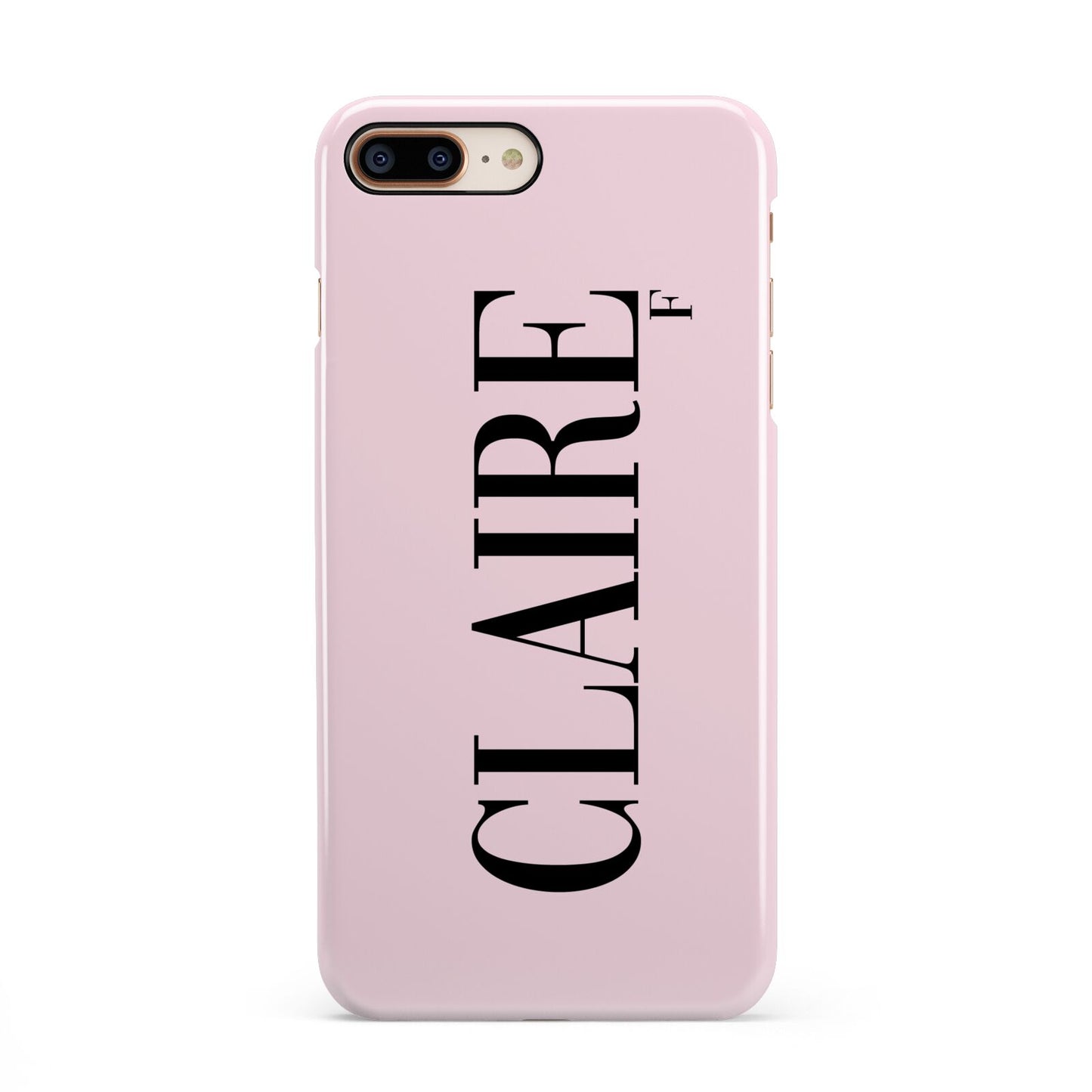 Personalised Pink Black Name iPhone 8 Plus 3D Snap Case on Gold Phone