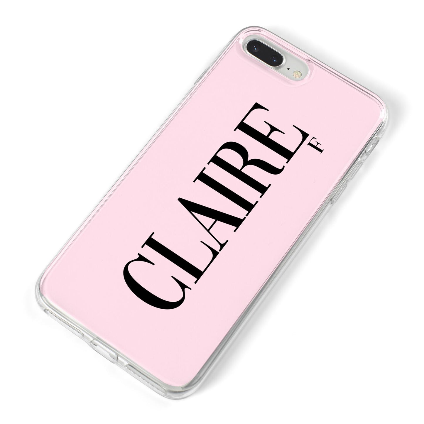 Personalised Pink Black Name iPhone 8 Plus Bumper Case on Silver iPhone Alternative Image