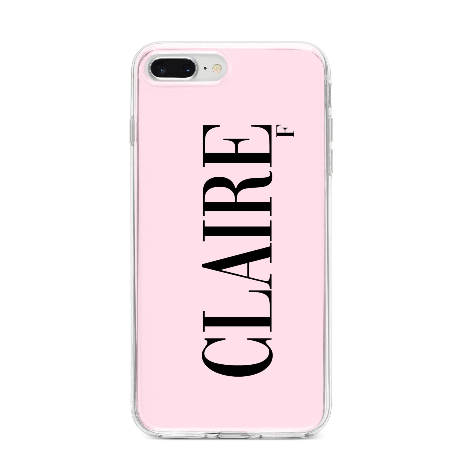 Personalised Pink Black Name iPhone 8 Plus Bumper Case on Silver iPhone