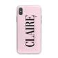 Personalised Pink Black Name iPhone X Bumper Case on Silver iPhone Alternative Image 1