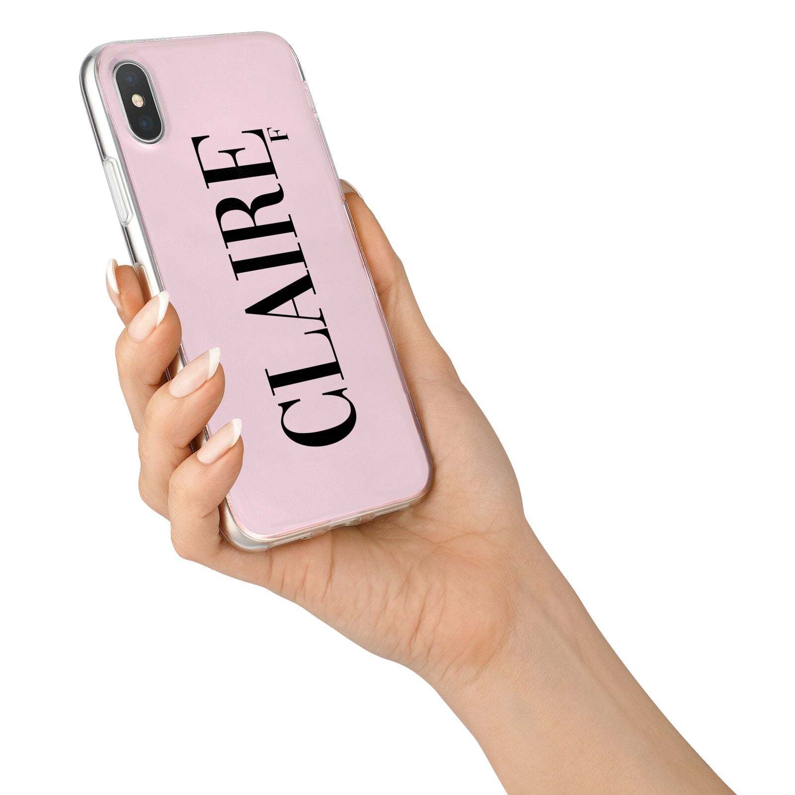 Personalised Pink Black Name iPhone X Bumper Case on Silver iPhone Alternative Image 2