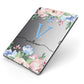 Personalised Pink Blue Flowers Apple iPad Case on Grey iPad Side View