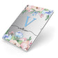 Personalised Pink Blue Flowers Apple iPad Case on Silver iPad Side View