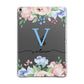 Personalised Pink Blue Flowers Apple iPad Grey Case