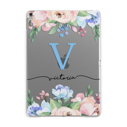 Personalised Pink Blue Flowers Apple iPad Silver Case