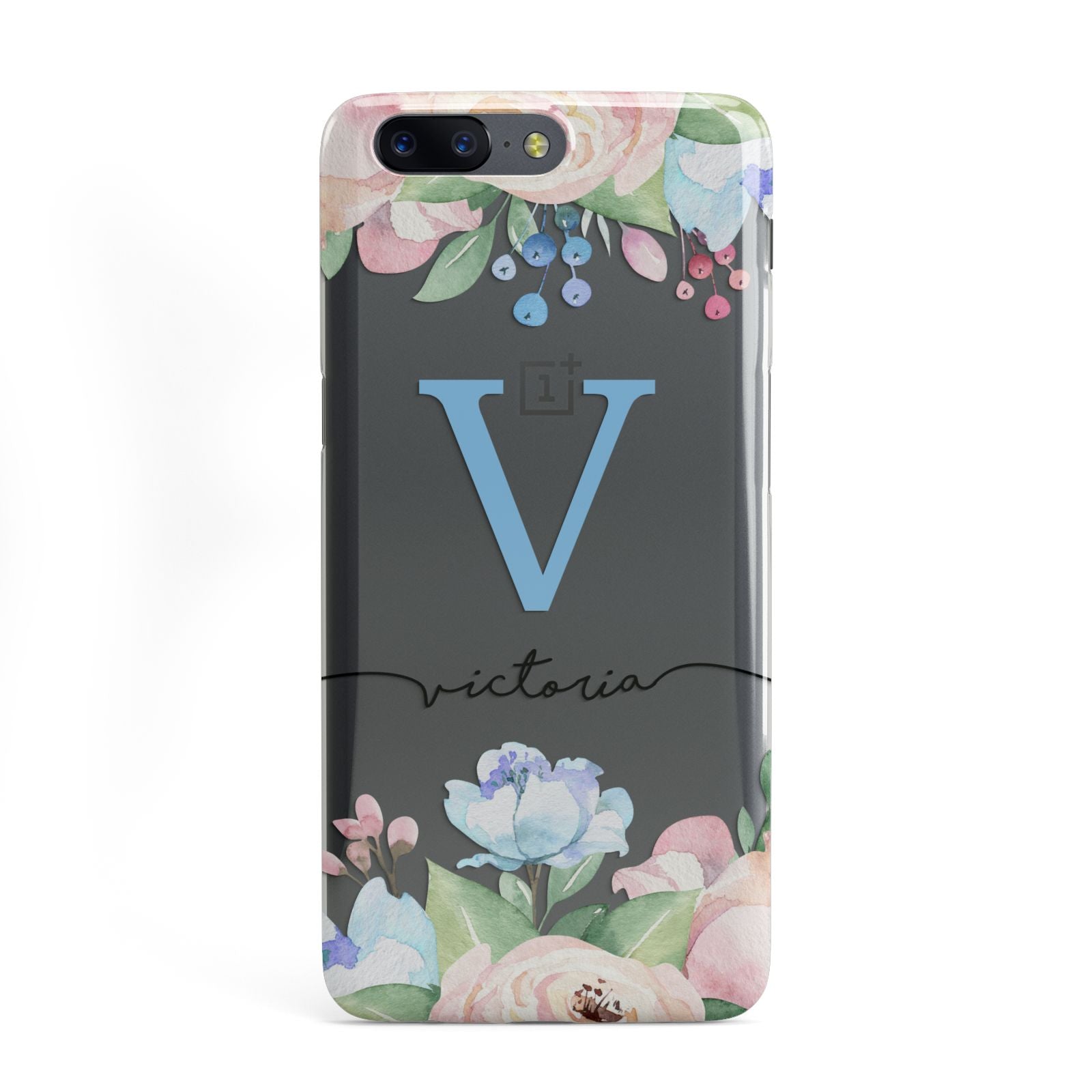 Personalised Pink Blue Flowers OnePlus Case