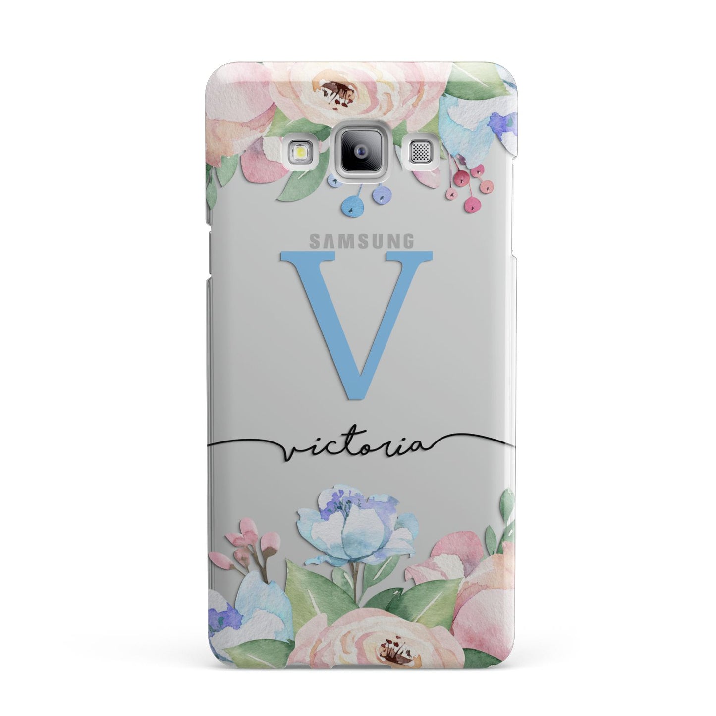 Personalised Pink Blue Flowers Samsung Galaxy A7 2015 Case