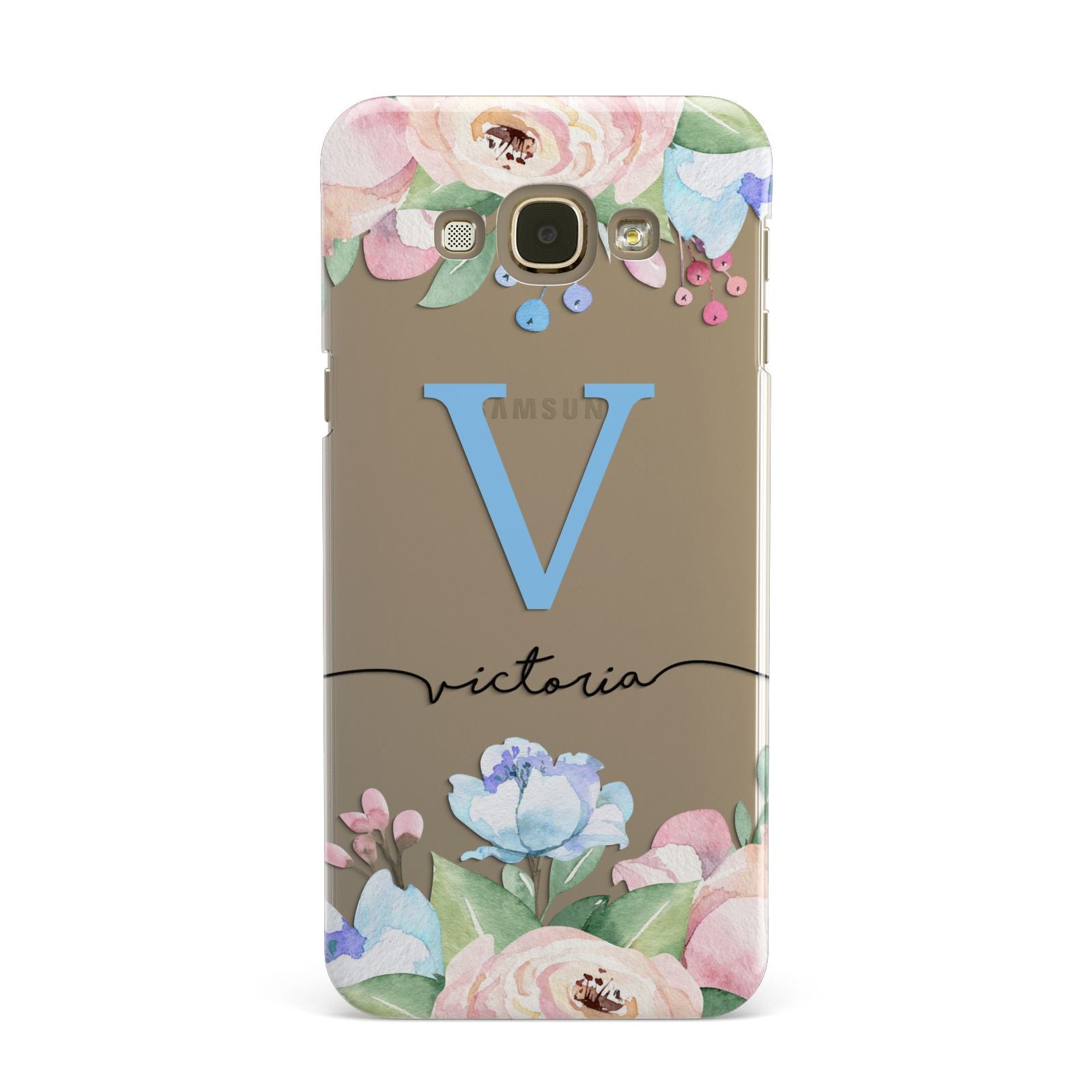 Personalised Pink Blue Flowers Samsung Galaxy A8 Case