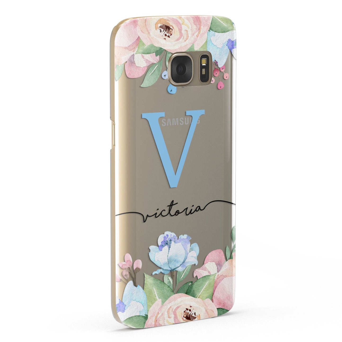 Personalised Pink Blue Flowers Samsung Galaxy Case Fourty Five Degrees