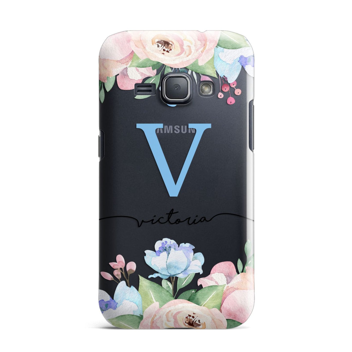 Personalised Pink Blue Flowers Samsung Galaxy J1 2016 Case