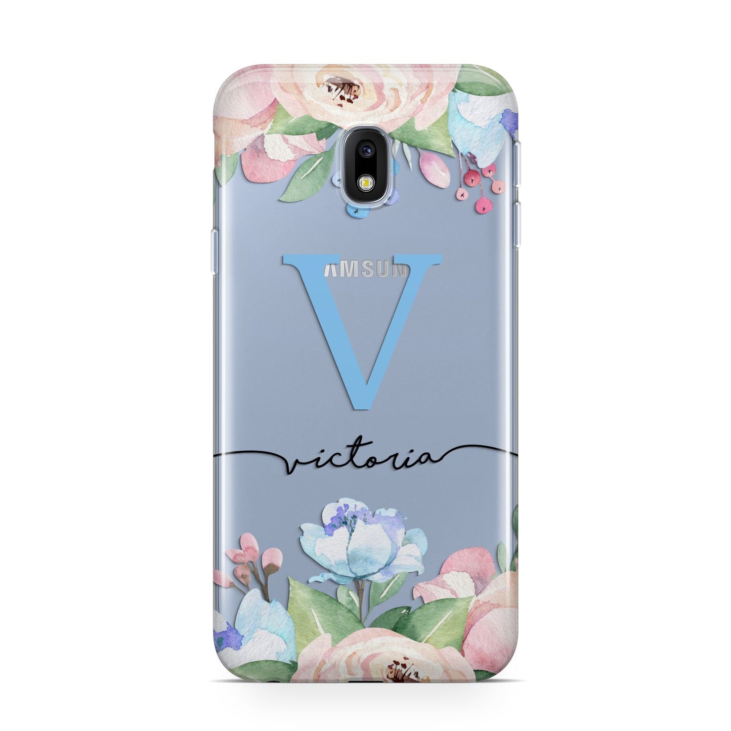 Personalised Pink Blue Flowers Samsung Galaxy J3 2017 Case