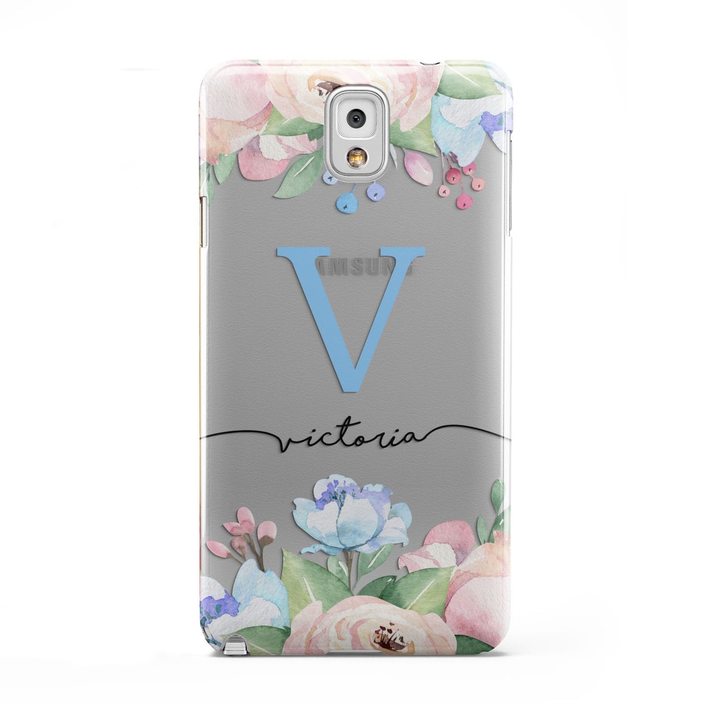 Personalised Pink Blue Flowers Samsung Galaxy Note 3 Case