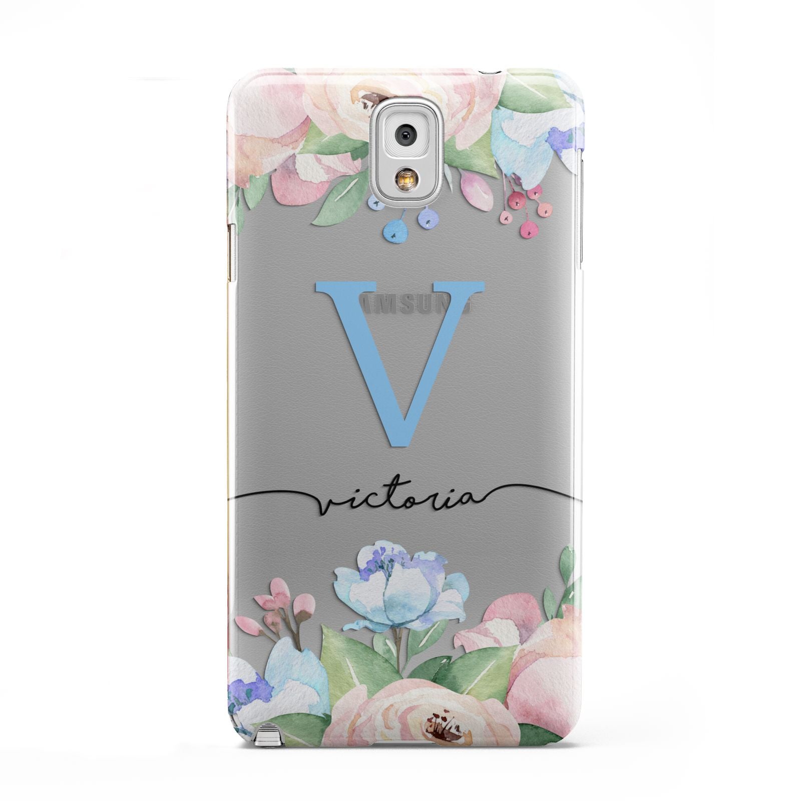 Personalised Pink Blue Flowers Samsung Galaxy Note 3 Case