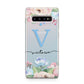 Personalised Pink Blue Flowers Samsung Galaxy S10 Plus Case