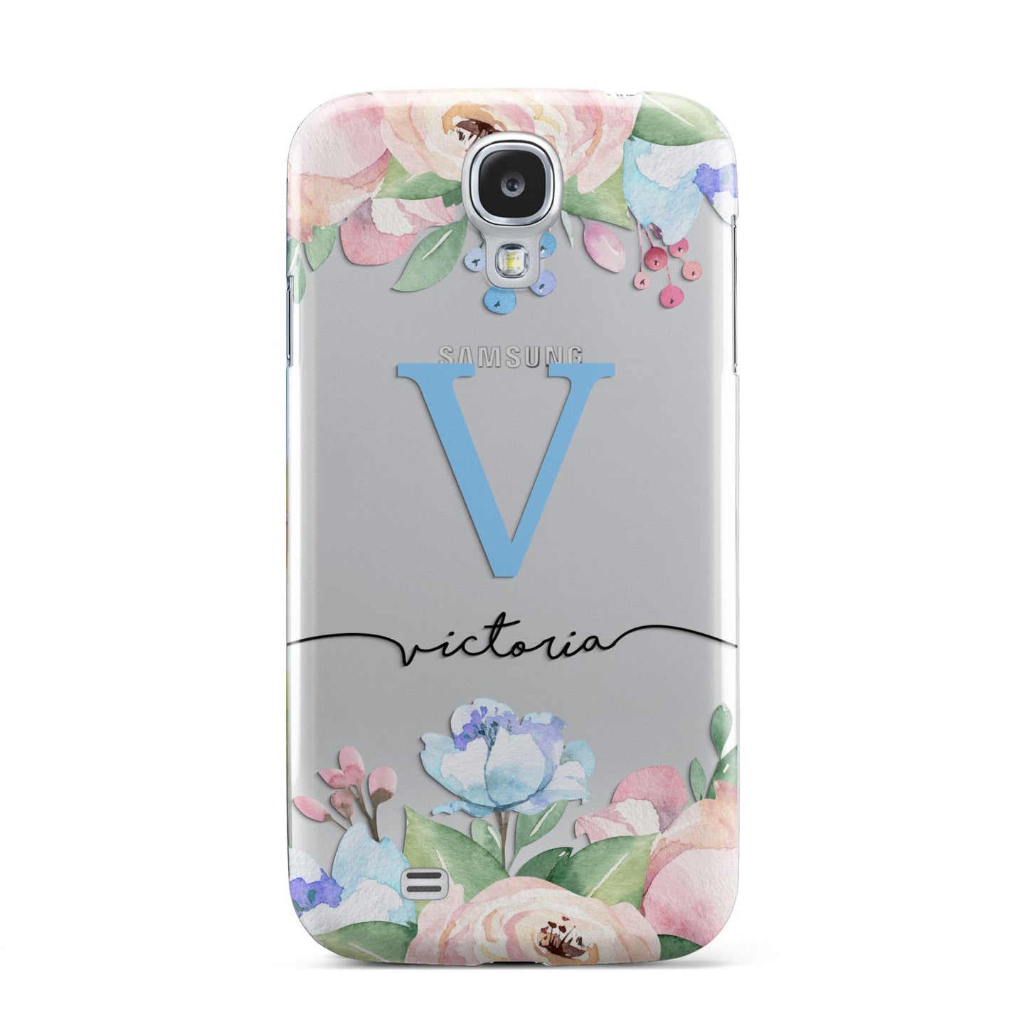 Personalised Pink Blue Flowers Samsung Galaxy S4 Case
